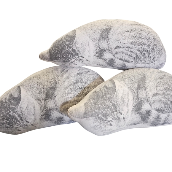 Handmade Other - 3 Broderpress Sleeping Cat Pillows Handstitched Etsy